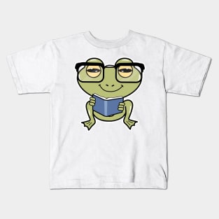 Frog as Student with Book Kids T-Shirt